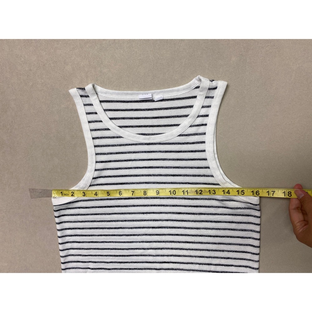 Gap Womens Medium Striped Ribbed Knit Tank Top White Navy Blue Scoop Neck Casual - Picture 3 of 8